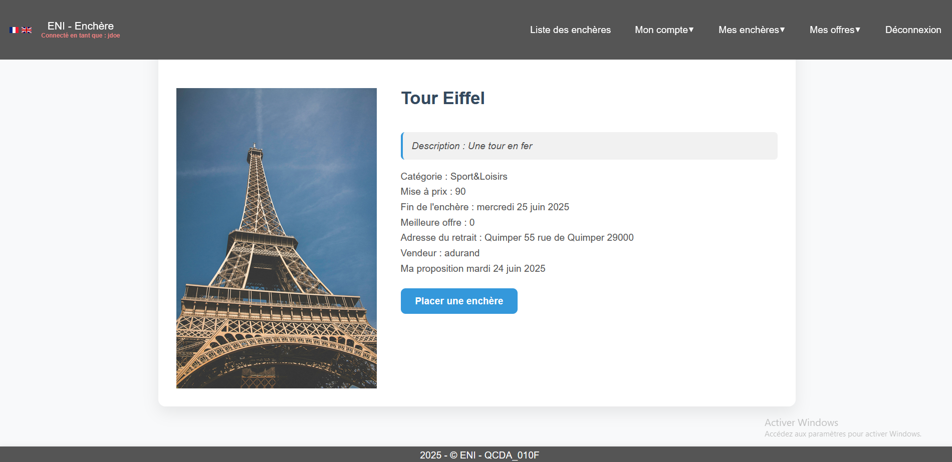 Image du projet site d'enchères en ligne