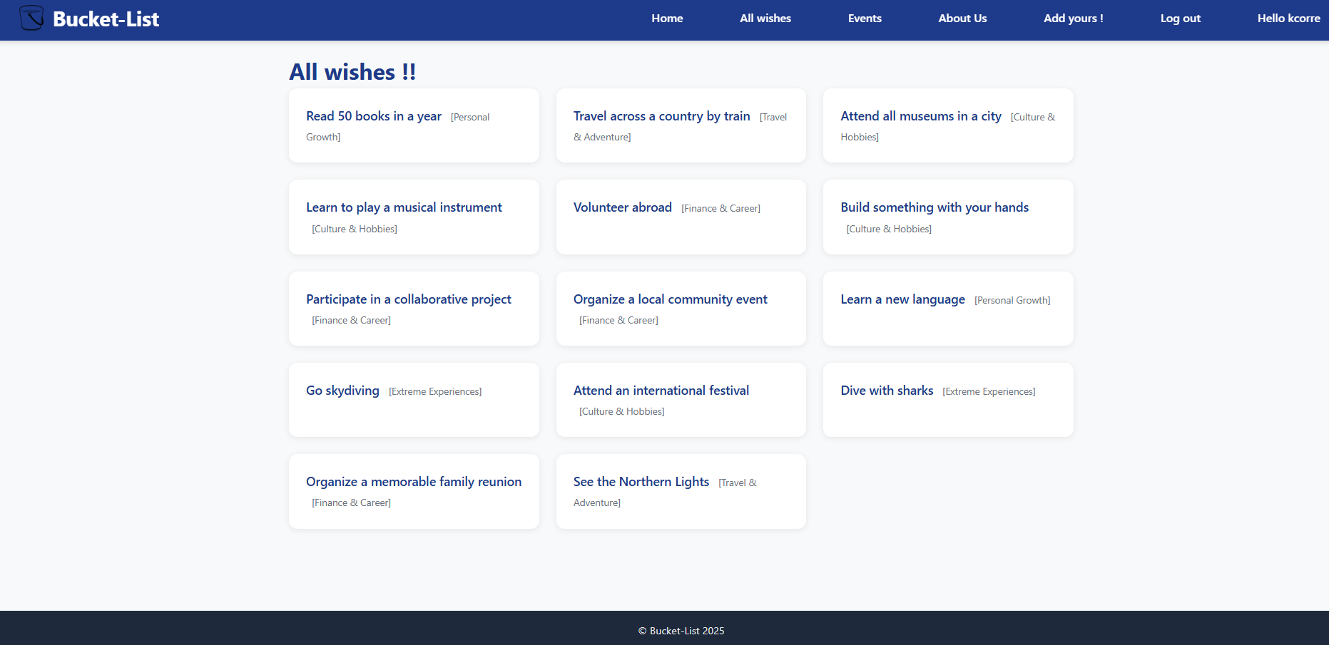 Image du projet bucketlist